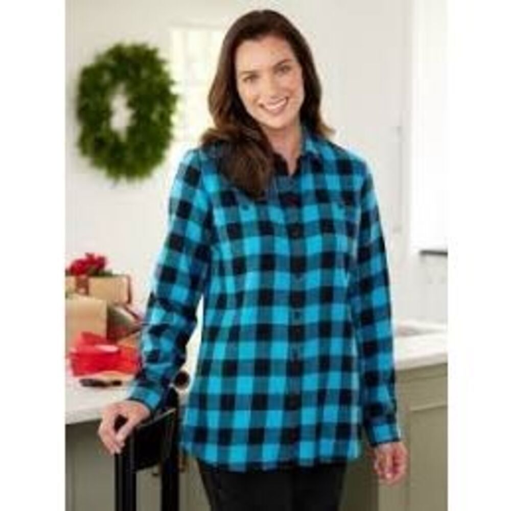 Lincoln Outfitters Plaid Flannel Boyfriend Shirt Shacket Sz 2XL Blue